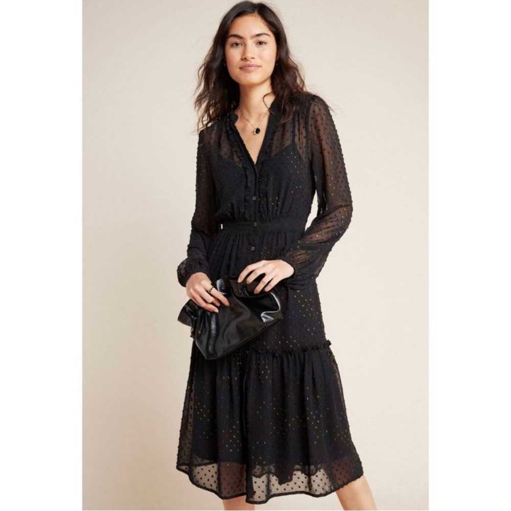 Anthropologie Audrey Clip Sheer Dot Dress w/o slip (style with boyshort/bra)